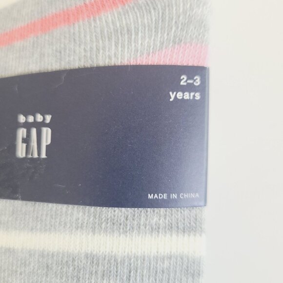 Baby Gap Toddler Girl Striped Tights 2-3 Years Gray Pink Blue 1 Pair - Picture 5 of 5